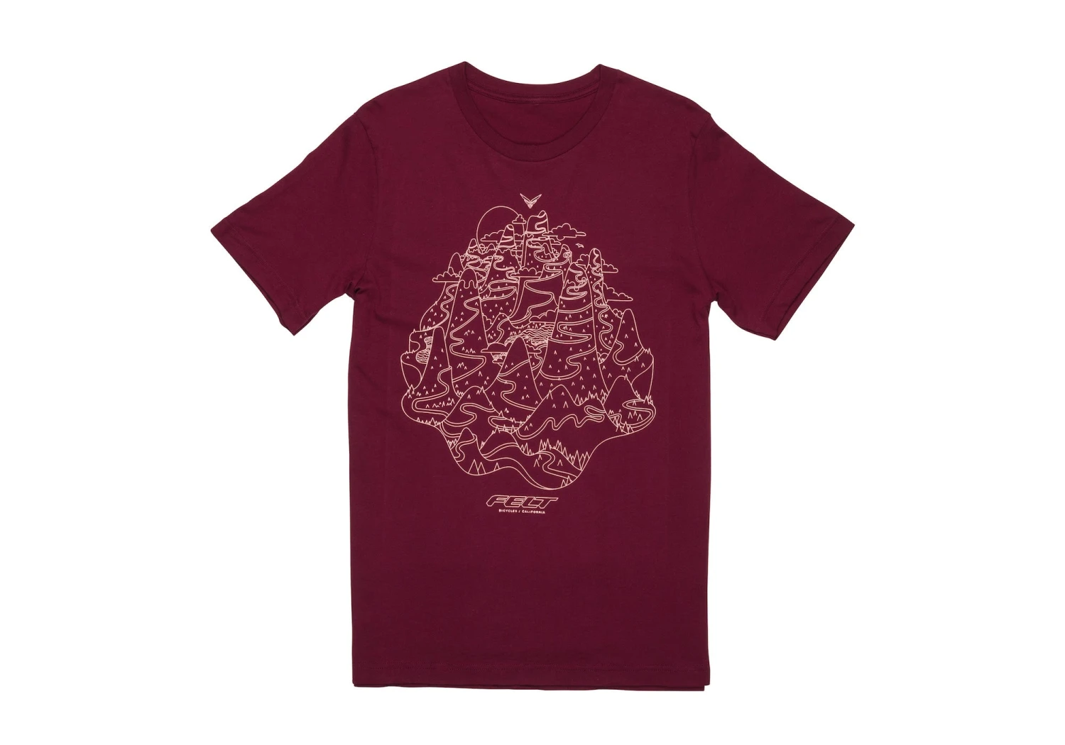 Felt Bicycles Fondo Maroon T-Shirt | Men's 3 Felt Bicycles Fondo Maroon T-Shirt | Men's